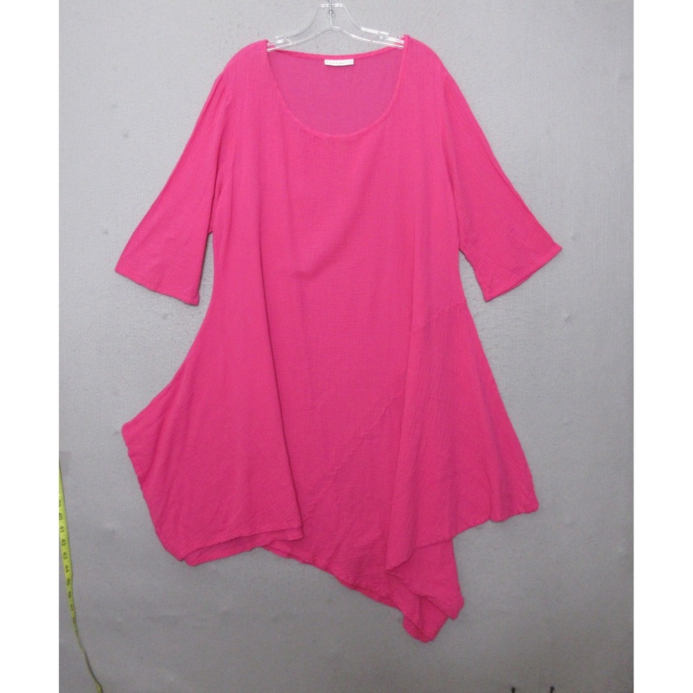 Bryn Walker Top Tunic Dress Pink Gauze Lagenlook Asymmetrical Beachy Oversized